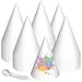 WEOXPR 60 Pieces White Paper Party Hats for Kids Birthday Decorative Bulk Cone Crafts for Adults Art DIY Halloween Supplies - Image 2