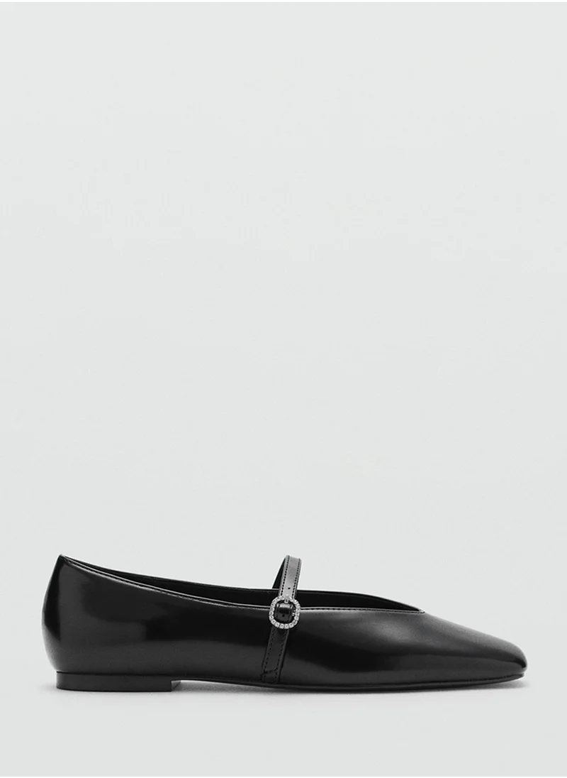 MANGO Bebet Buckle Strap Flat Ballerinas