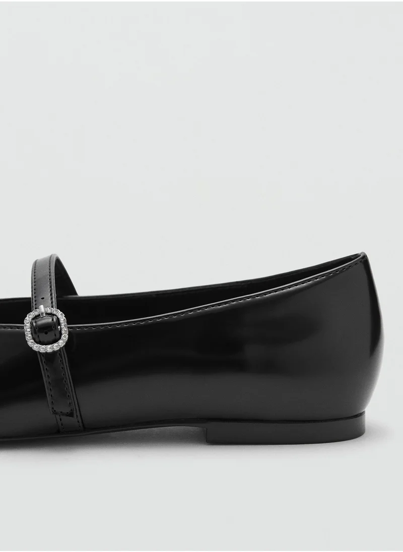 MANGO Bebet Buckle Strap Flat Ballerinas