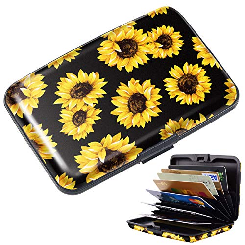 Coco Rossi Mini Credit Card Holder for Women,RFID Blocking Slim Hard Card Case ID Case Travel Wallet,Sunflower - Image 2