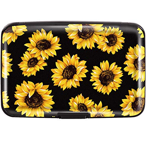 Coco Rossi Mini Credit Card Holder for Women,RFID Blocking Slim Hard Card Case ID Case Travel Wallet,Sunflower - Image 1