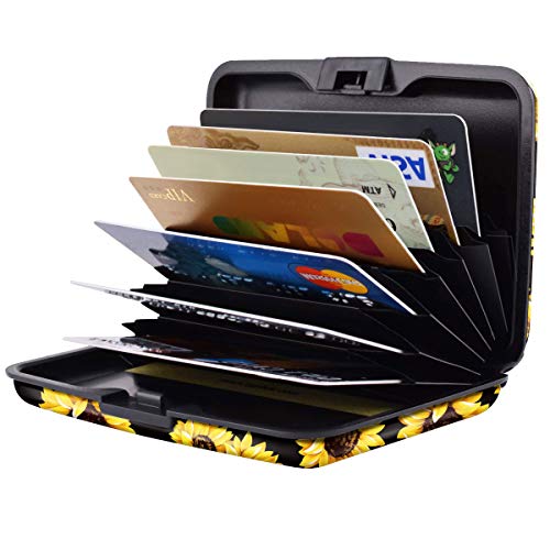 Coco Rossi Mini Credit Card Holder for Women,RFID Blocking Slim Hard Card Case ID Case Travel Wallet,Sunflower - Image 4