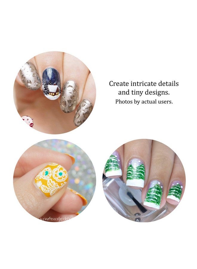 Winstonia Super Fine Nail Art Brush Set for Thin Lines, Tiny Details, Fine Drawing, Delicate Coloring. 3 pcs Brushes Kit - BERRY WINE - Image 4