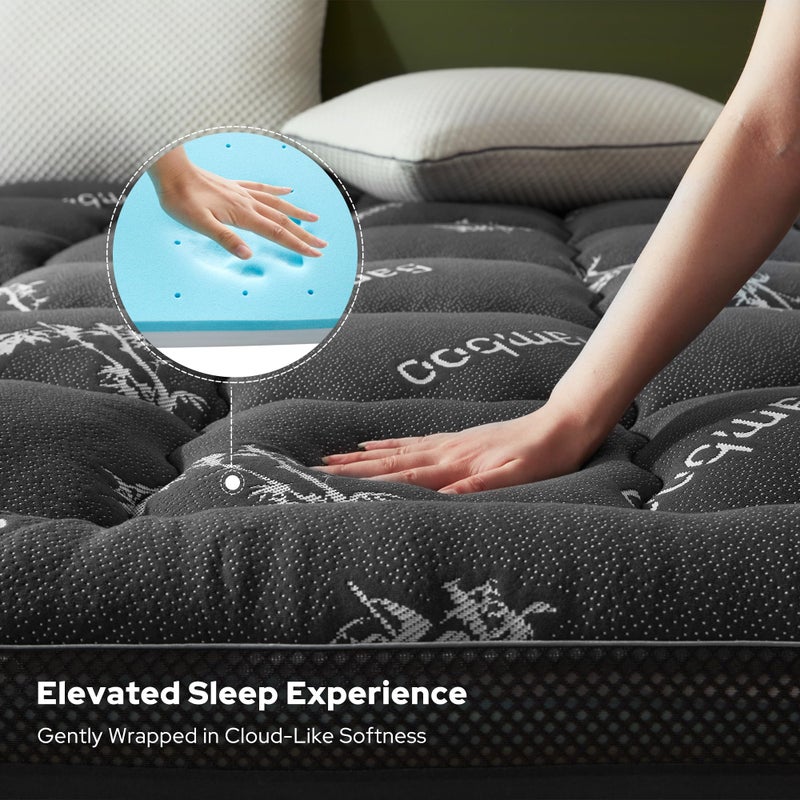 BEDLORE 4 Inch Memory Foam Mattress Topper Full,2-in-1 Dual Layer Design (2" Gel Memory Foam + 2" Plush Pillow Top Cover) Mattress Topper Medium-Firm,Pressure Relief & Back Pain Support(Dark Gray) - Image 4