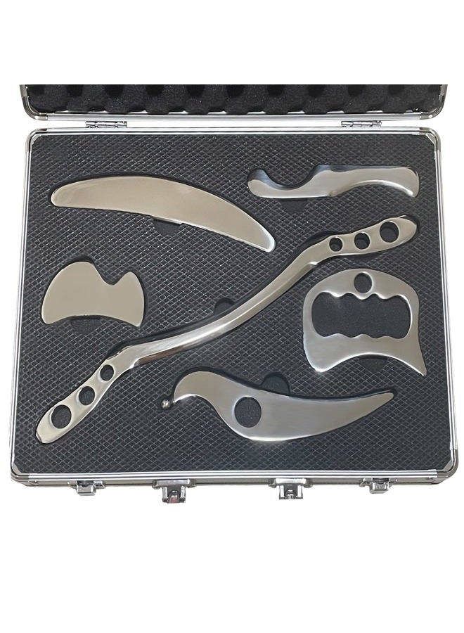 NCCYOOT Gua sha Set, IASTM Tool Gua Sha Stainless Steel Muscle Scraper Set of 6 Picese for Soft Tissue Therapy and Reduce Arms,Legs,Back, Shoulder Muscle Pain(6CXIAO pcs)…… - Image 1