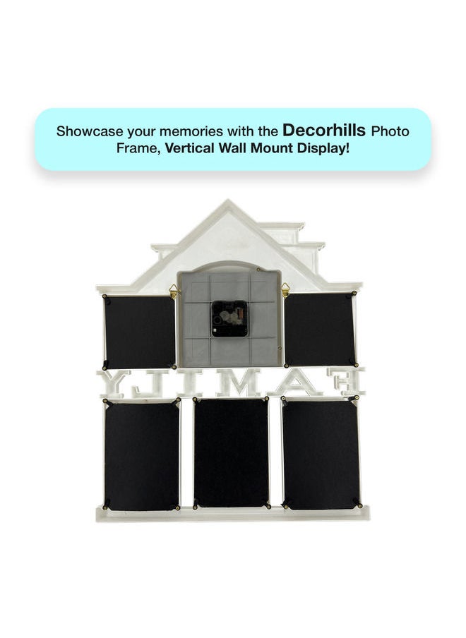 Decorhills Decorhills Plastic Family Design Multi Pictures Collage Photo Frame with Time Clock, Wall Mount Display, White Frame, 42 x 50 x 2.51 CM, 1-Pc, Stylish Home Décor  - Image 3