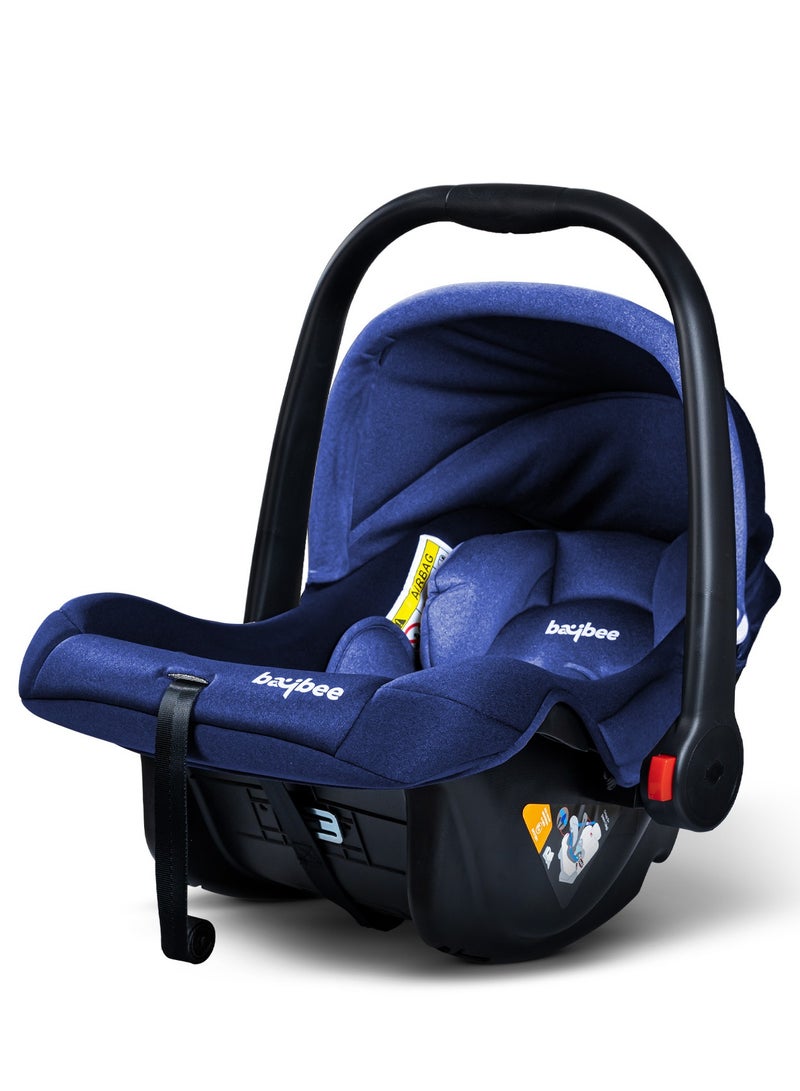 BAYBEE 3 in 1 Multi Purpose Baby Carry Cot n Car Seat with Handle, Canopy, Adjustable Handle, 3 Point Safety Belt Rocker for Infant Baby Carry Cot for New Born Baby 0 to 15 Months Blue - Image 1