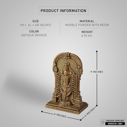 SILAII Lord Sri Venkateswara Divine Sculpture – 9 Inch – Antique Bronze | Tirupati Balaji Idol | Home Decor, Pooja Mandir & Gift Purpose - Image 2