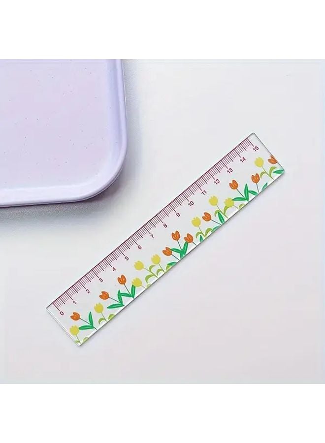 مسطرة أكريليك برتقالية زهرية 5.91 بوصة بمقياس سنتيمتر لمستلزمات المدارس والمكاتب والفنون والحرف اليدوية - Image 1
