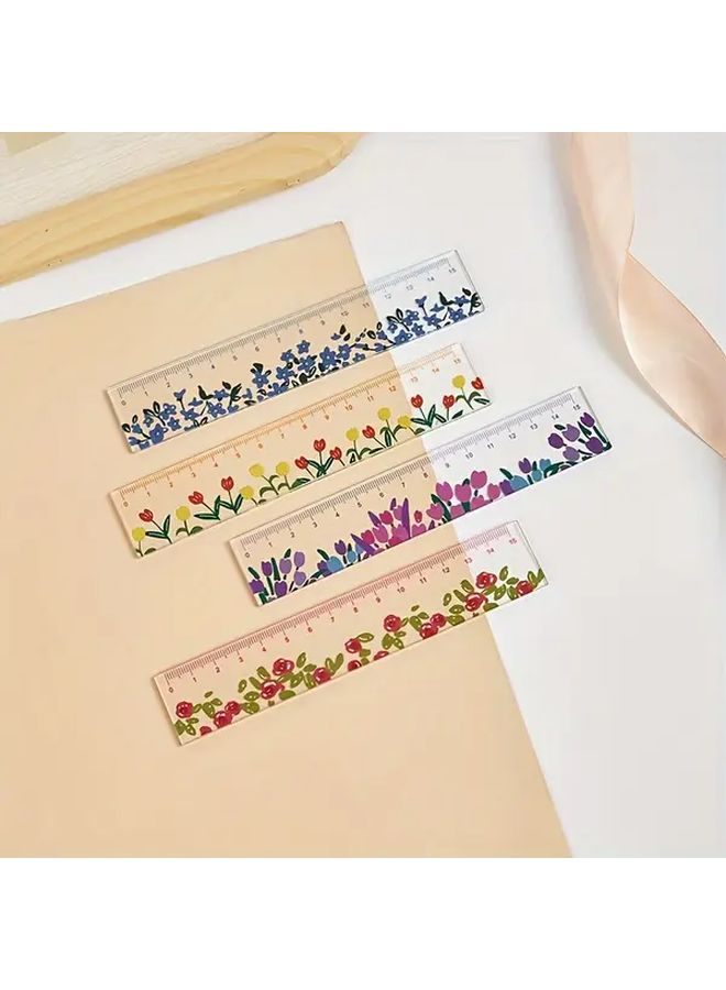 مسطرة أكريليك برتقالية زهرية 5.91 بوصة بمقياس سنتيمتر لمستلزمات المدارس والمكاتب والفنون والحرف اليدوية - Image 5