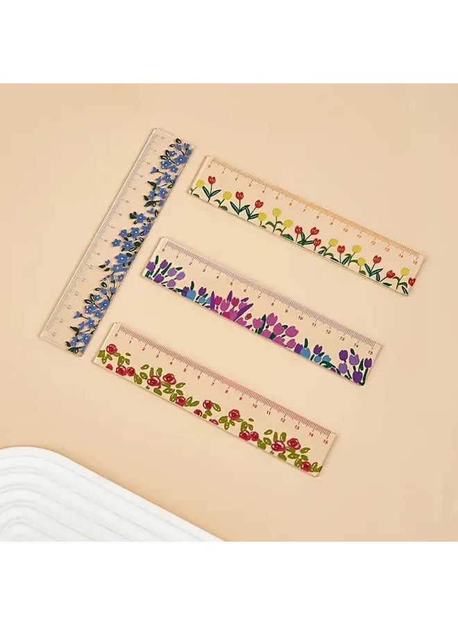 مسطرة أكريليك برتقالية زهرية 5.91 بوصة بمقياس سنتيمتر لمستلزمات المدارس والمكاتب والفنون والحرف اليدوية - Image 4