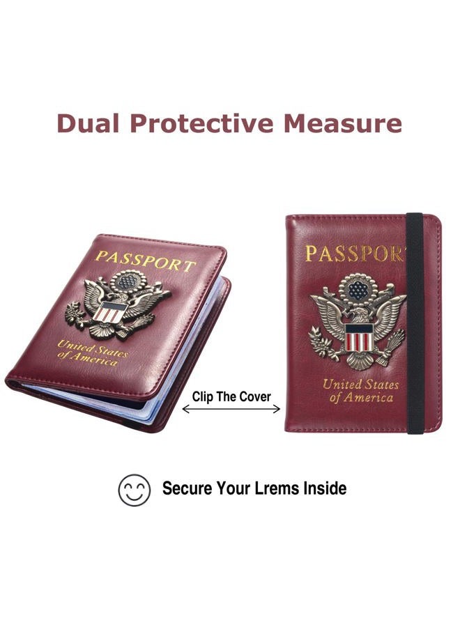 FACATH Passport Holder for Women, Passport Wallet Card Slots, Cute Passport cover for Men&Women, Waterproof Rfid Blocking Travel Wallet Travel Accessories Document Organizer (Wine Red) - Image 5