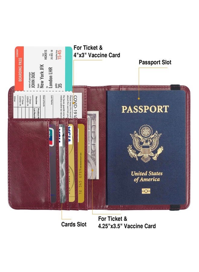 FACATH Passport Holder for Women, Passport Wallet Card Slots, Cute Passport cover for Men&Women, Waterproof Rfid Blocking Travel Wallet Travel Accessories Document Organizer (Wine Red) - Image 3