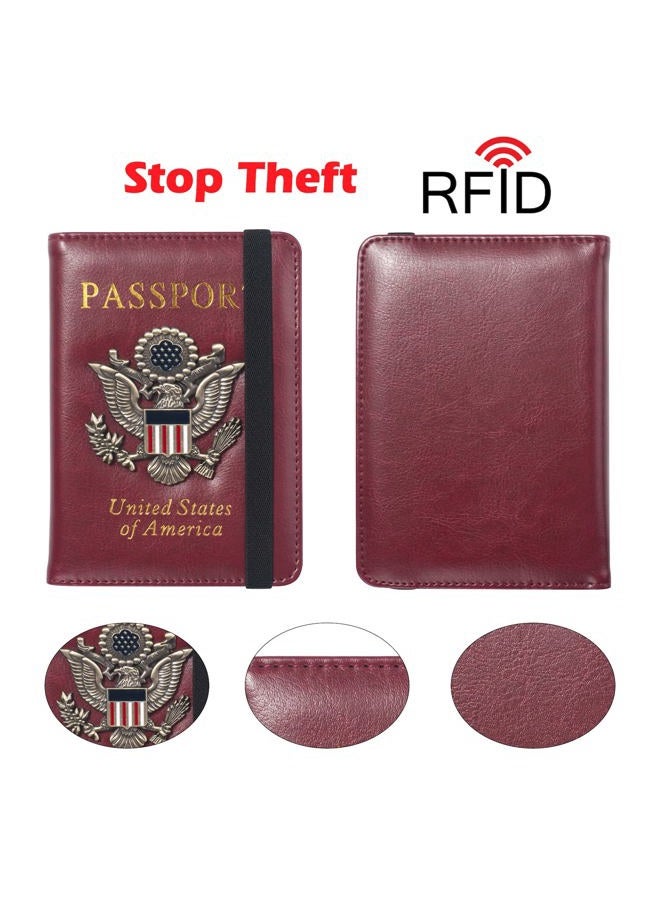 FACATH Passport Holder for Women, Passport Wallet Card Slots, Cute Passport cover for Men&Women, Waterproof Rfid Blocking Travel Wallet Travel Accessories Document Organizer (Wine Red) - Image 4