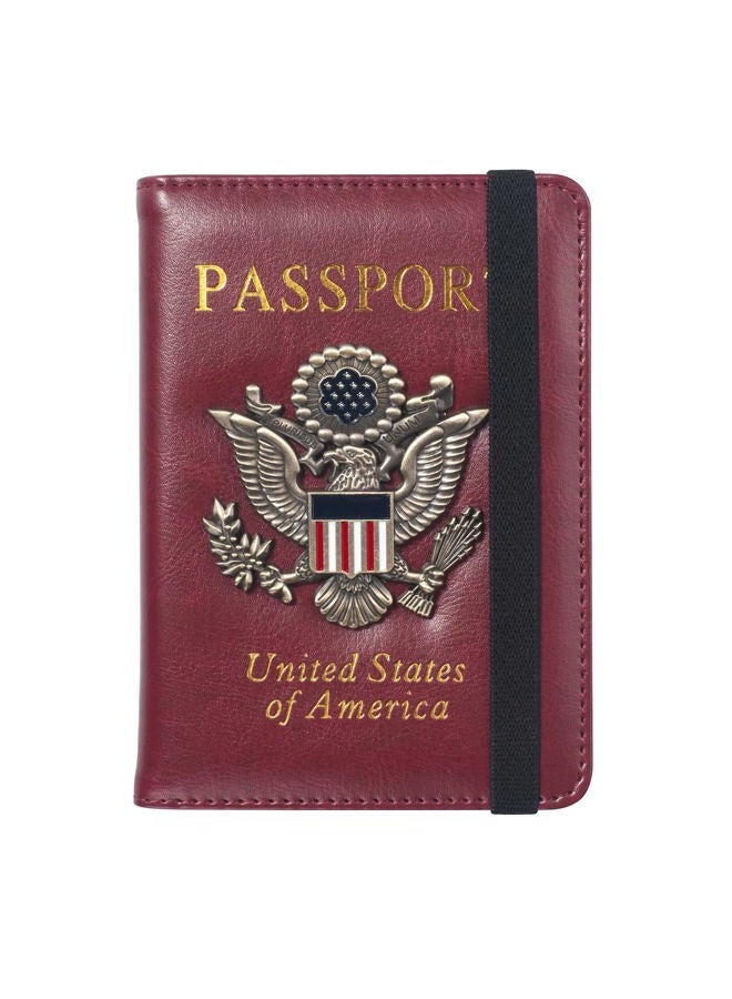 FACATH Passport Holder for Women, Passport Wallet Card Slots, Cute Passport cover for Men&Women, Waterproof Rfid Blocking Travel Wallet Travel Accessories Document Organizer (Wine Red) - Image 1