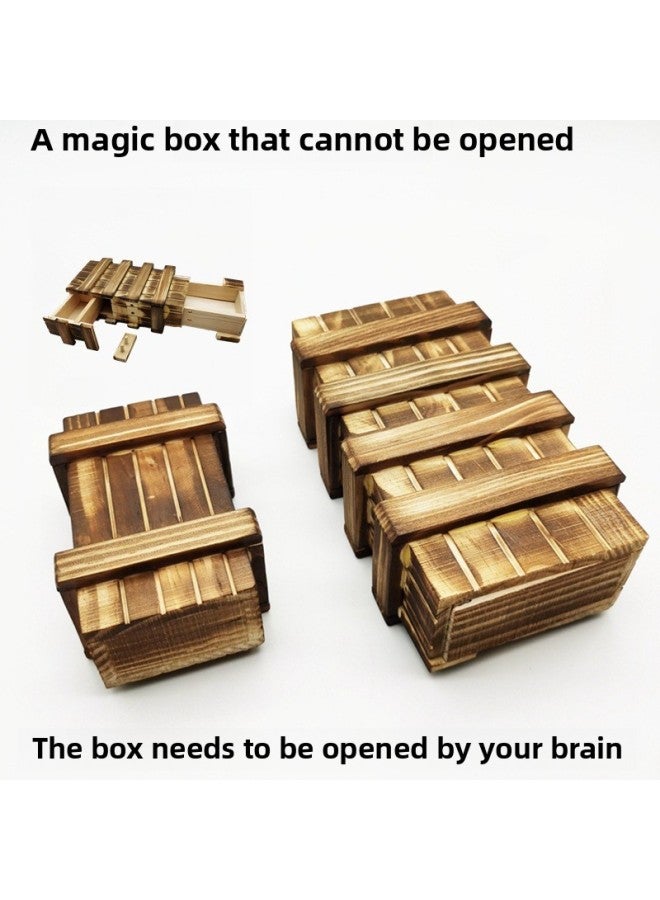 Mysterious Can't Open Storage Box Wooden Organs Luban Lock Intelligence Magic Box Treasure Box Storage Unlock Box Mystery-Color:Large Size Cannot Be Opened + Small Size Cannot Be Opened  - Image 2