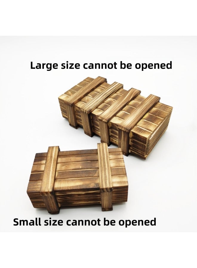 Mysterious Can't Open Storage Box Wooden Organs Luban Lock Intelligence Magic Box Treasure Box Storage Unlock Box Mystery-Color:Large Size Cannot Be Opened + Small Size Cannot Be Opened  - Image 1