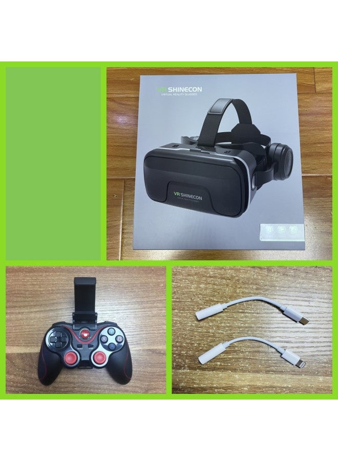نظارات الواقع الافتراضي Vrshinecon Phantom الجيل السادس G04e إصدار سماعة رأس للهاتف المحمول خوذة الواقع الافتراضي ثلاثية الأبعاد شاشة كبيرة 7 ألوان: G04ea إصدار مكبر + c8s مع حامل + مجموعة كابل محول - Image 1