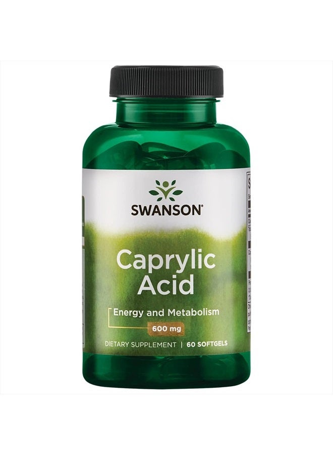 SWANSON Caprylic Acid 600 Milligrams 60 Sgels - Image 1