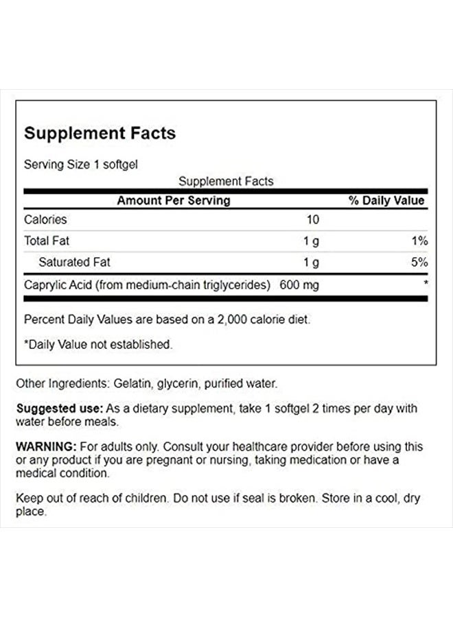 SWANSON Caprylic Acid 600 Milligrams 60 Sgels - Image 2