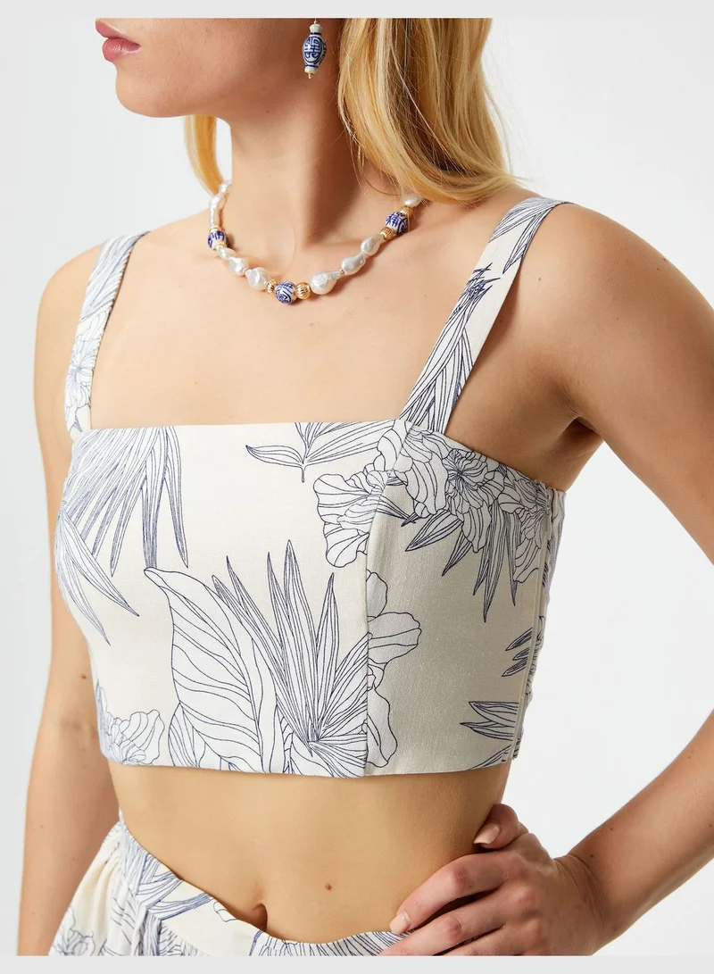 KOTON Viscose Mix Strappy Crop Tank Top