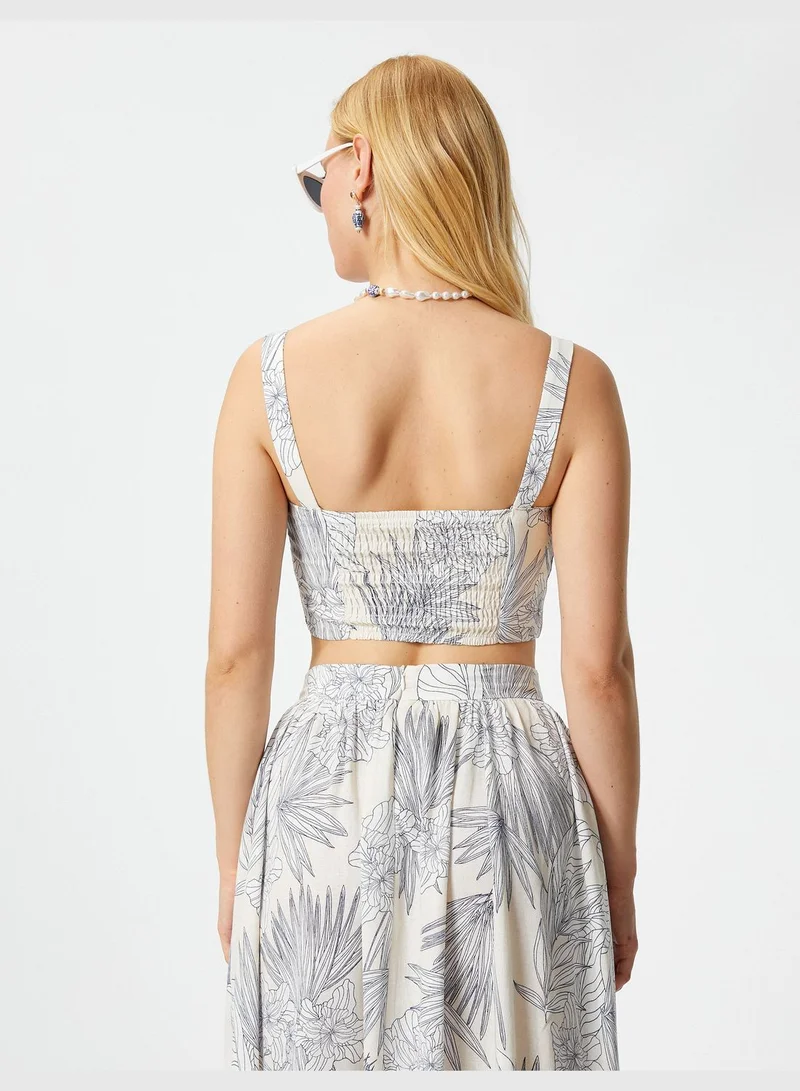 KOTON Viscose Mix Strappy Crop Tank Top