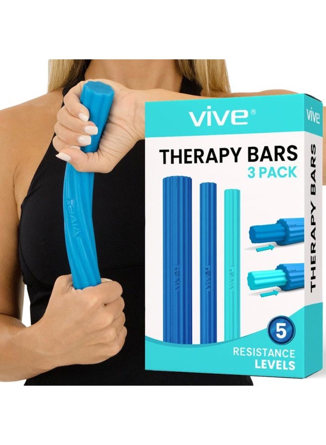 VIVE Flex Therapy Bars (3 Pack) - Twist Resistance Hand Grip Strength Trainer for Injury Recovery, Tennis Elbow, Golfers, Tendonitis Pain - Weighted Strengthening Multi Pack - Image 1