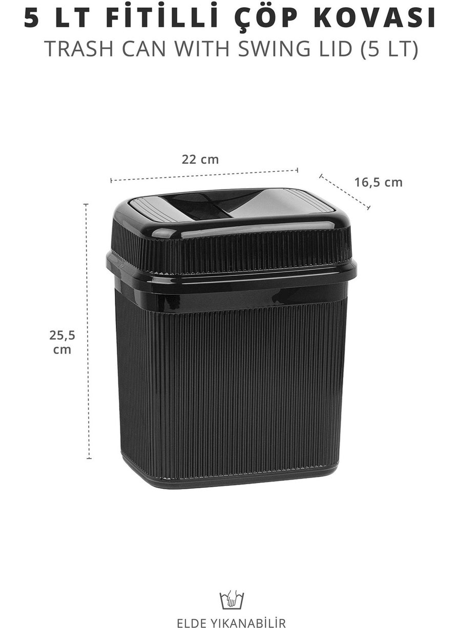 ‎okyanus Home Ocean Home Black 5 Lt Wicked Trash Can  - Image 3