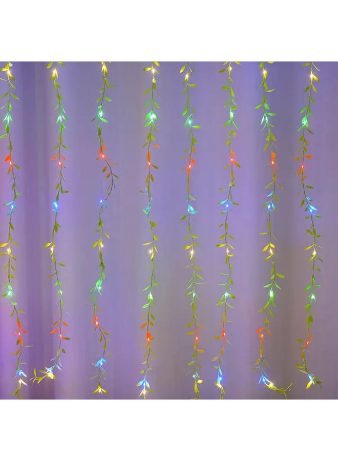Multicolor Enchanted Willow Leaf LED Curtain Lights USB Powered 100 LED 8 Modes Indoor Outdoor Decor - Image 1