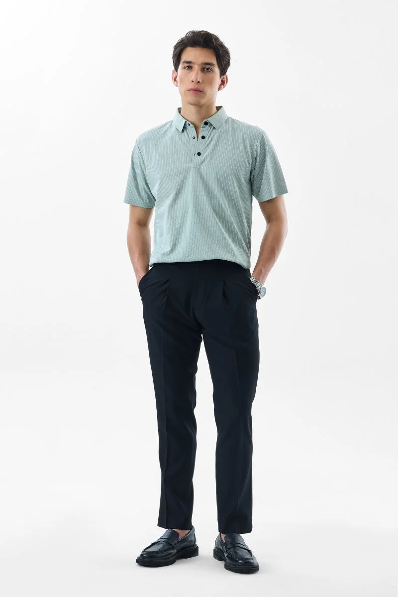 سنيتش Light Green Striped Half Sleeve Regular Fit T-Shirt