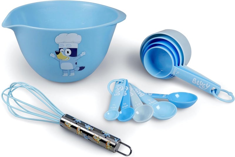 Handstand Kitchen Bluey My First Real Kitchen Tools Set with 1.5 Quart Mixing Bowl, Measuring Spoon Set, Measuring Cup Set and 8.5" Whisk - Image 3