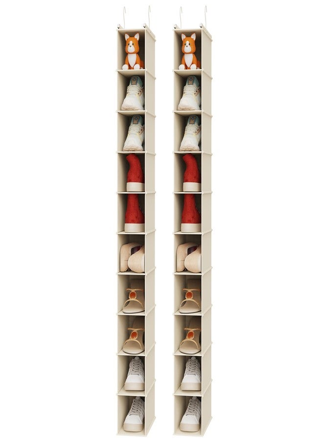 MAX Houser 10-Shelf Hanging Shoe Shelf Organizer, Hanging Shoe Storage for Closet,Pack of 2(Beige) - Image 1