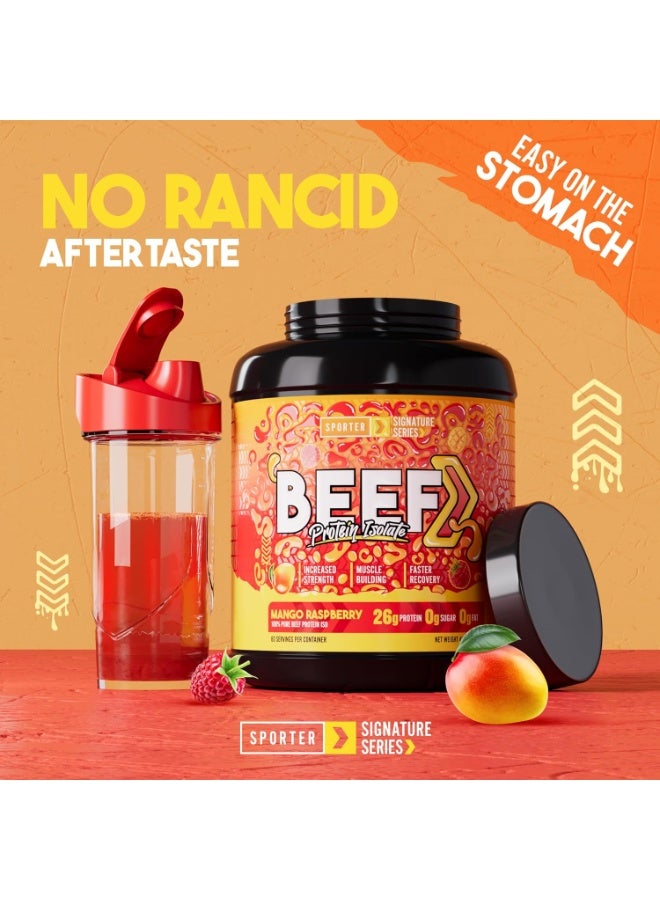 SPORTER Beef Protein Isolate – Raspberry Mango, 4 LB | Hydrolyzed Beef Protein Powder with Complete Amino Acid Profile & High Protein Content - Image 2