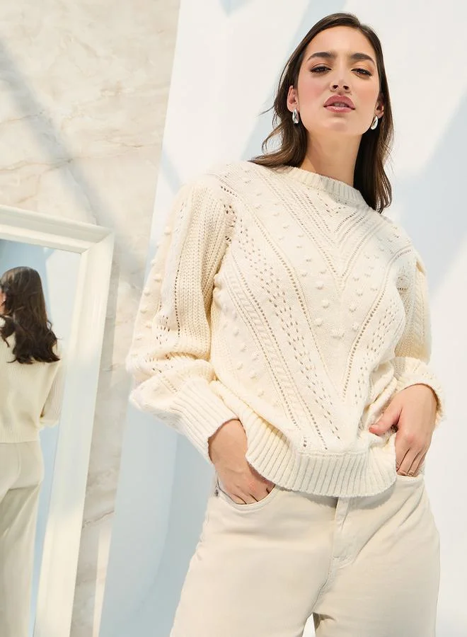 ستايلي Regular Fit Textured Knit Sweater