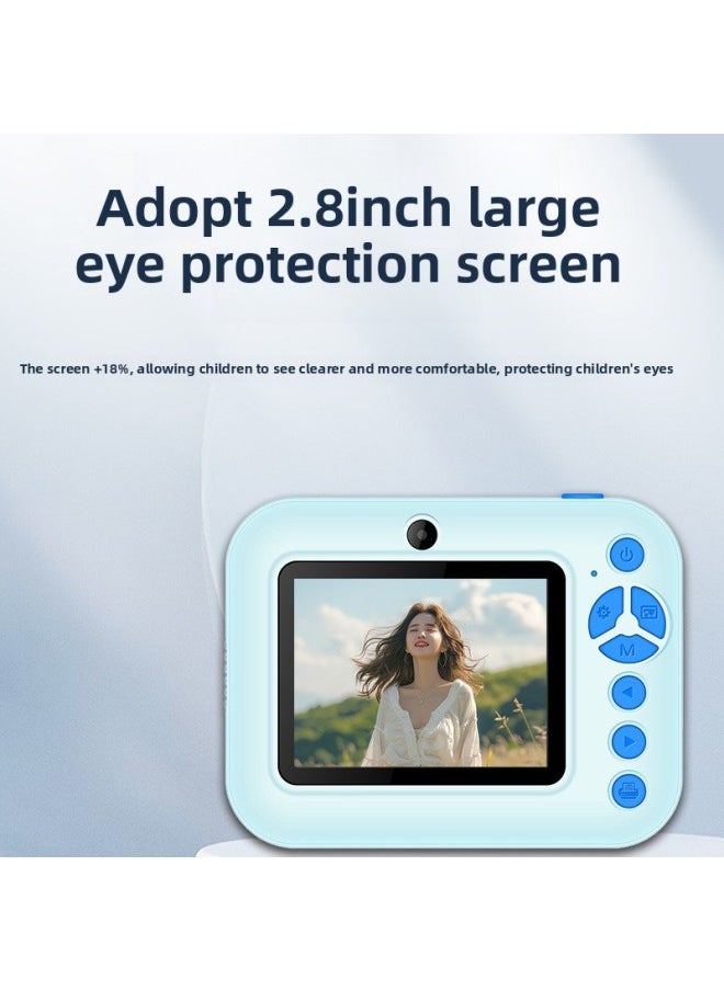 Generic Birthday Gift Children's Camera Student Boys And Girls 4K Digital Camera Can Take Pictures To Print Baby-Color:2.8inch Dual Camera Polaroid-blue 128g [23 Rolls Of Paper]  - Image 5