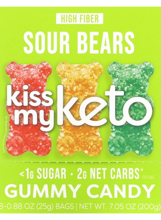 Kiss My Keto - Gummy Candy Sour Bears 8 Bags 0.88 oz (25 g) - Image 1