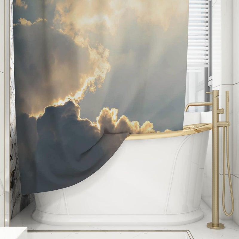 LAVNIK Shower Curtain Bathroom Curtains Waterproof Fabric Textured Polyester Decorative Cloth Bath Curtains with 8 Hooks Bathroom Accessories Printed Curtain (Design_3, 1 pcs) - Image 2
