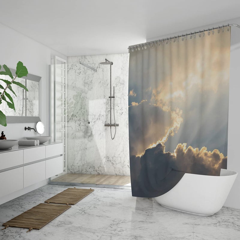 LAVNIK Shower Curtain Bathroom Curtains Waterproof Fabric Textured Polyester Decorative Cloth Bath Curtains with 8 Hooks Bathroom Accessories Printed Curtain (Design_3, 1 pcs) - Image 4
