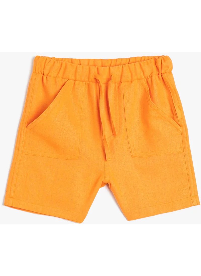 KOTON Linen Shorts with Tie Waist Pocket