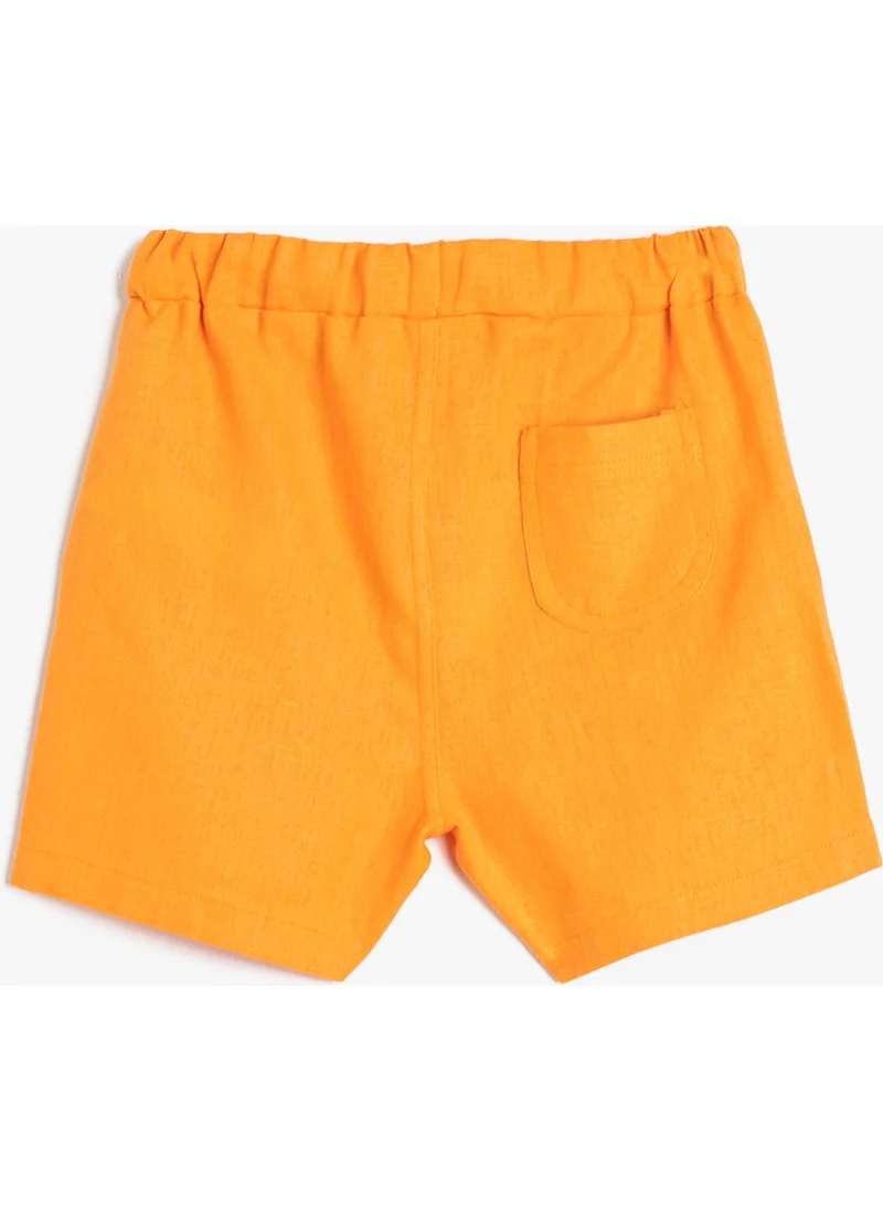 كوتون Linen Shorts with Tie Waist Pocket