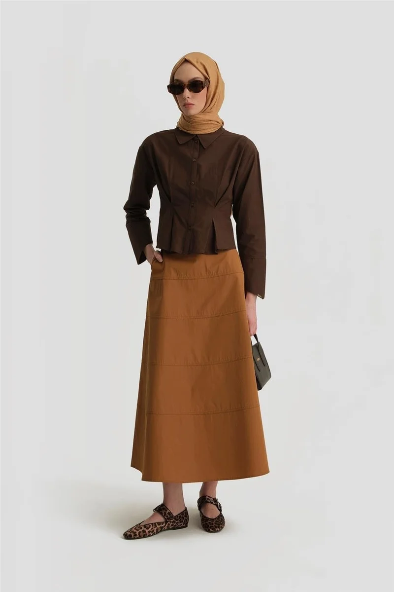 ARMINE Sewing Detail Skirt 25Y1801 Tan