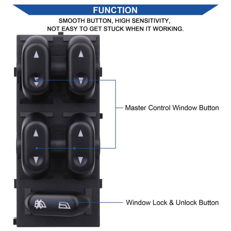 AiYiGu Power Window Control Switch Button Compatible with 2003 2004 2005 2006 2007 2008 Ford Crown Victoria/ F150/ Expedition/Lincoln Mark LT/Mercury Grand Marquis/Marauder Replace OE 5L1Z-14529-AA - Image 2