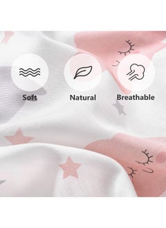 TILLYOU TILLYOU 2 Pack Fitted Crib Sheet Set - 100% Natural Cotton Toddler Bed Mattress Sheets, Standard 28”x 52”, Elephants Clouds & Pink  - Image 3