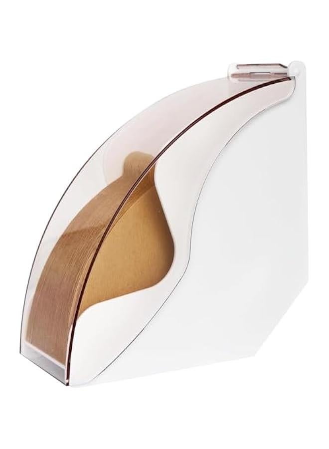 هوكور TRASSLE Coffee Filter Holder,Coffee Filter Container Stand,Coffee Filter Box with Dustproof Cover, Filter Paper Holder for Coffee Shop, Home, Storage Capacity of 100 pcs Paper Filters (White)  - Image 1
