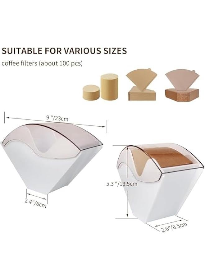 هوكور TRASSLE Coffee Filter Holder,Coffee Filter Container Stand,Coffee Filter Box with Dustproof Cover, Filter Paper Holder for Coffee Shop, Home, Storage Capacity of 100 pcs Paper Filters (White)  - Image 3