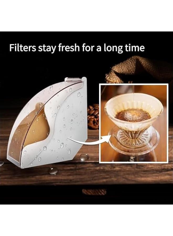 هوكور TRASSLE Coffee Filter Holder,Coffee Filter Container Stand,Coffee Filter Box with Dustproof Cover, Filter Paper Holder for Coffee Shop, Home, Storage Capacity of 100 pcs Paper Filters (White)  - Image 4