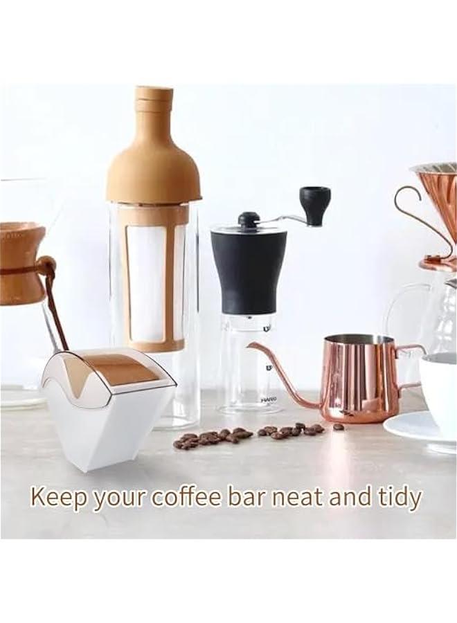 هوكور TRASSLE Coffee Filter Holder,Coffee Filter Container Stand,Coffee Filter Box with Dustproof Cover, Filter Paper Holder for Coffee Shop, Home, Storage Capacity of 100 pcs Paper Filters (White)  - Image 5