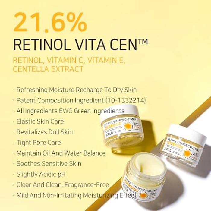 APLB Retinol Vitamin C Vitamin E Facial Cream | RETINOL VITA CEN™ 21.6% 1.86 FL.OZ/Korean Skincare, Deep hydration, Retinol, Revitalize for gentle and improve skin texture - Image 3