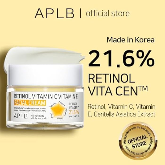 APLB Retinol Vitamin C Vitamin E Facial Cream | RETINOL VITA CEN™ 21.6% 1.86 FL.OZ/Korean Skincare, Deep hydration, Retinol, Revitalize for gentle and improve skin texture - Image 2