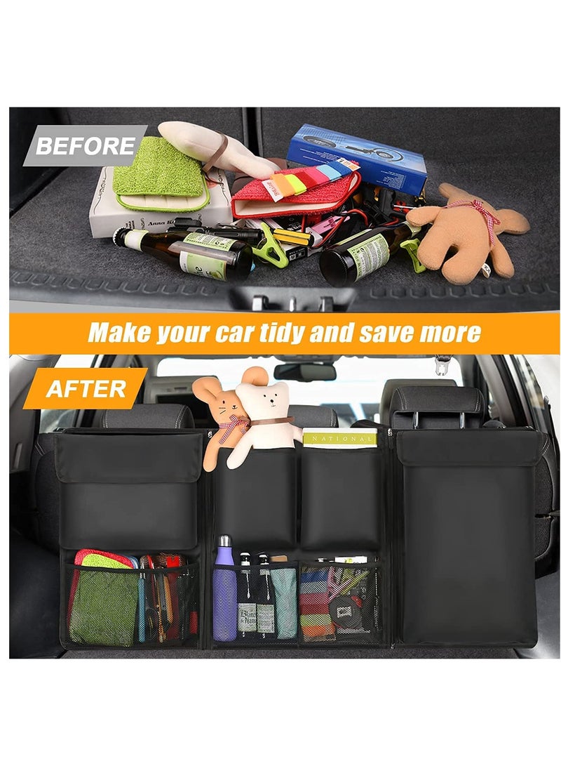 Excefore Car Boot Organiser, Car Trunk Tidy Organiser Bag, Detachable MultiPocket Car Organiser Seat Back Protectors With Zipper, WaterProof Durable Foldable Children's Travel Storage Bag, 101 x 46 cm - Image 5